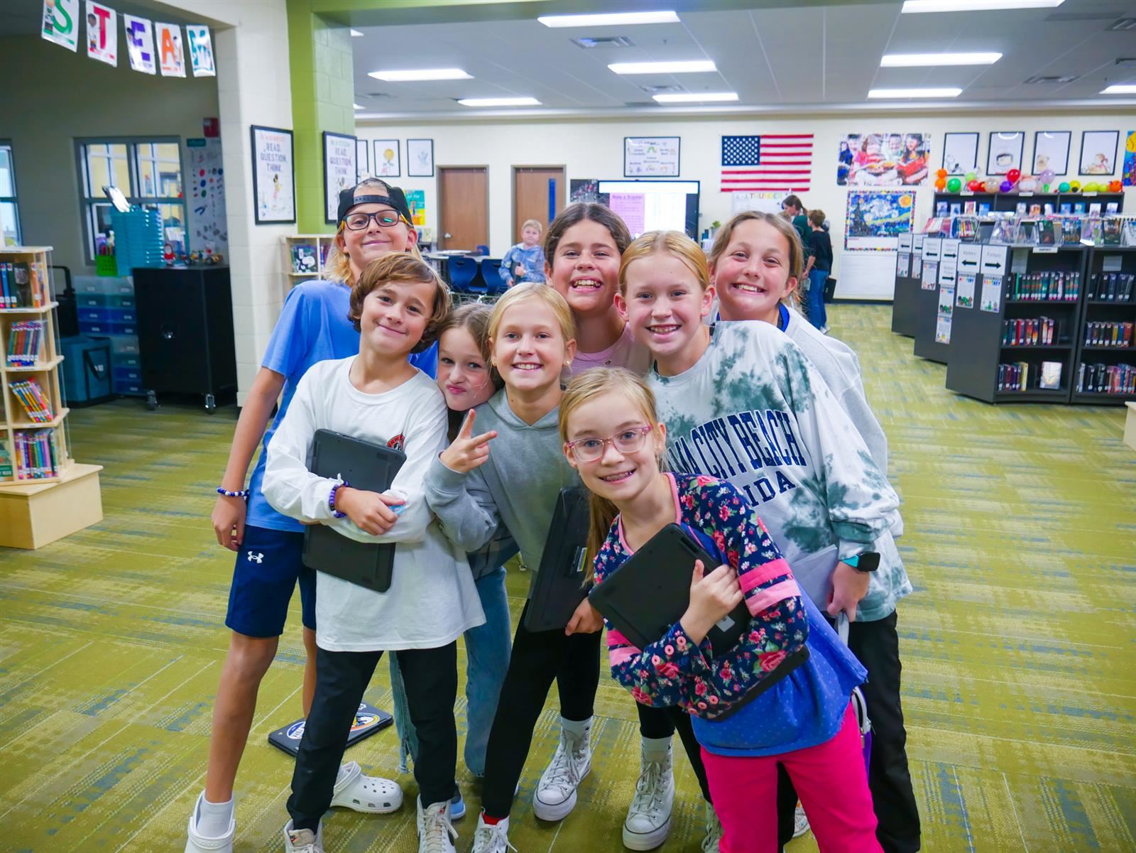 group of students in the library